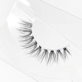 Musegetes NL-24 3D Mink Hair False Eyelashes, Transparent Axis False Eyelashes, Luxury False Eyelashes, Handmade Natural False Eyelashes, A Natural, Bunchy