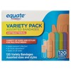 Equate Antibacterial Bandages Variety Pack, 120 Count