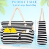 BGIUSQF Beach Bag with Zip, Beach Bag Large, Striped Beach