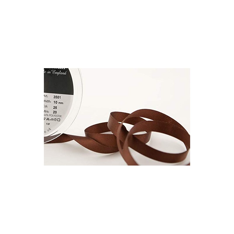 Berisfords Dark Brown Polyester Double Face Satin Ribbon 10mm 3501