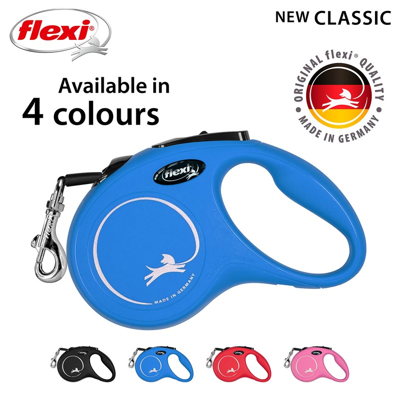 Flexi New Classic Tape Blue Small 5m Retractable Dog Leash/Lead