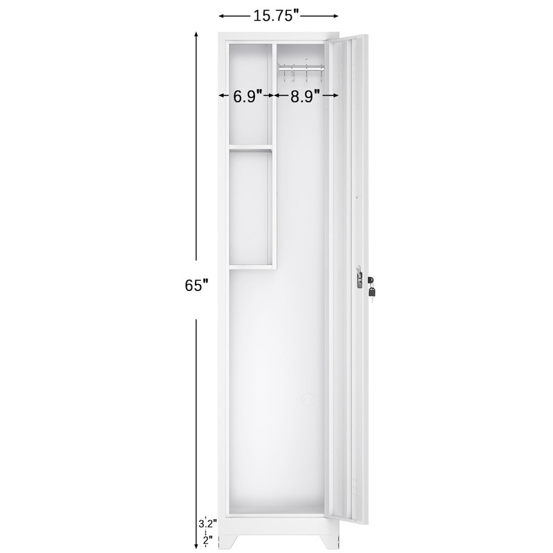 LUCYPAL Broom Closet Storage Cabinet,65" H Metal Cleaning Tool Cabinets