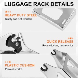 AUFER Chrome Two Up Mounting Bracket Luggage Rack and 4 Point Docking Hardware Kits Compatible with for Touring Road King Street Glide Road Glide Electra Glide Tour Pack Pak Mount 2014-2024