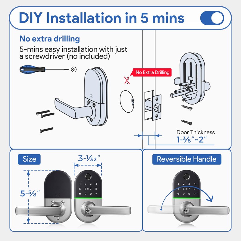 Smart Keypad Door Lock with Handle: NICE DIGI Keyless Entry