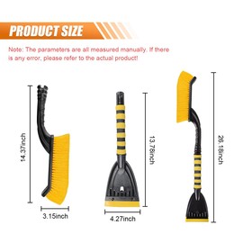 LHDOS 26" Snow Brush and Ice Scraper for Car Windshield, Detachable Snow and Ice Removal Tool with Ergonomic Comfortable Foam Grip, Winter Car Accessories for Cars, Trucks, SUVs Window (Yellow)