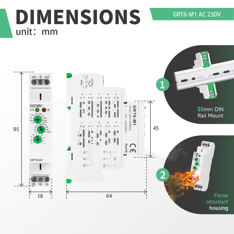 Multifuction Time Relay IGEYAPA GRT6 M1 AC 230V with 10