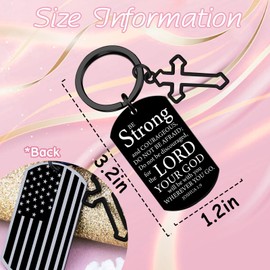 Christian Keychain for Men First Communion Baptism Confirmation Religious Mens Gifts Faith Based American Flag Valentines Day Gifts for Him Cool Keychains for Guys Brother Boyfriend Dad Boy Husband