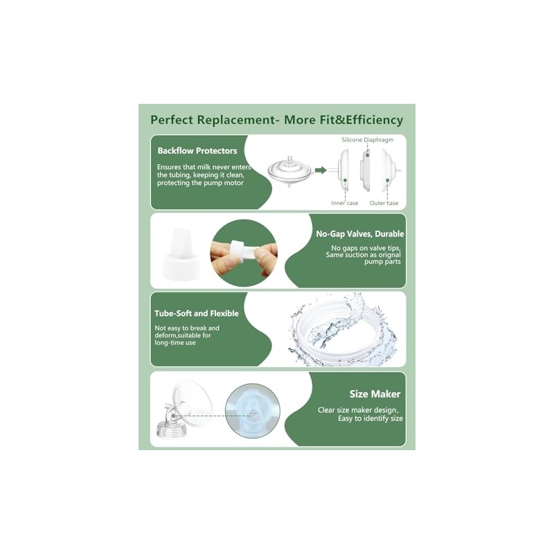 Piezas de extractor de leche compatibles con Spectra S1/S2/9 Plus/Synergy