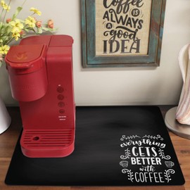 Chalkboard Style Placemat for your Coffee Maker or Espresso Machine - Washable Spill Mat for your Coffee Bar - Made in the USA (Everything Gets Better With Coffee, 15 x 19)