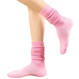 UTTPLL Slouch Socks Women Scrunch Long Socks Warm Winter Knee High Leg Warmers 80s Novelty Knit Slouchy Boot Gift Socks Pink One Size