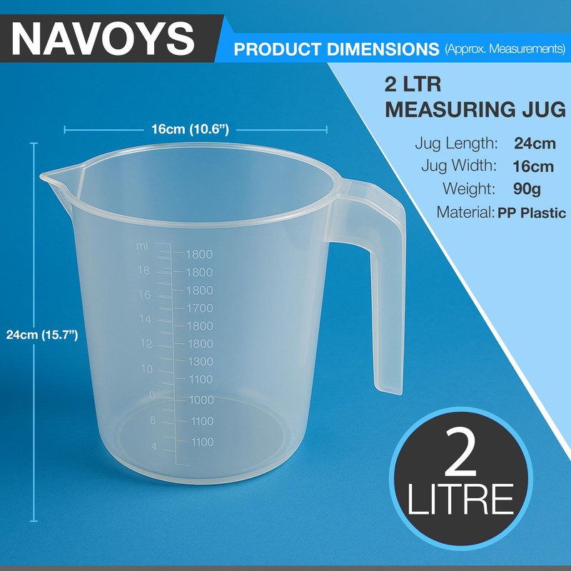 2L Clear Plastic Measuring Jug – BPA Free Multi-Scale Measurement