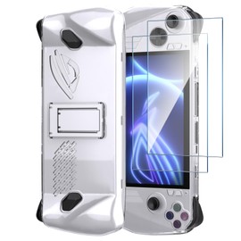 AOKUMA Protective Case For ASUS ROG Ally Cear Case With Stand And 2 Pack Screen Protector,Non-Slip,Shockproof,Easy to Install(Transparent)