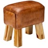Bare Decor Gorgie Accent Stool in Brown Genuine Leather, Small