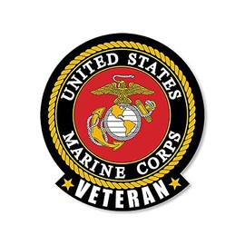 United States Marine Corps Veteran Sticker, Round Marine Veteran Decal for Cars, Trucks, Laptops, and Water Bottles, Made in The USA (4 x 4 inches)