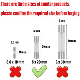 SIXQJZML 10 Pack F20AL Fast-Blow Fuse 20A 20amp 125V Glass Fuses 0.2 x 0.78 inch / 5 x 20 mm (125Volt F20A)
