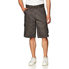 Southpole Men's Ripstop Belted Cargo Shorts, Dark Grey, 42