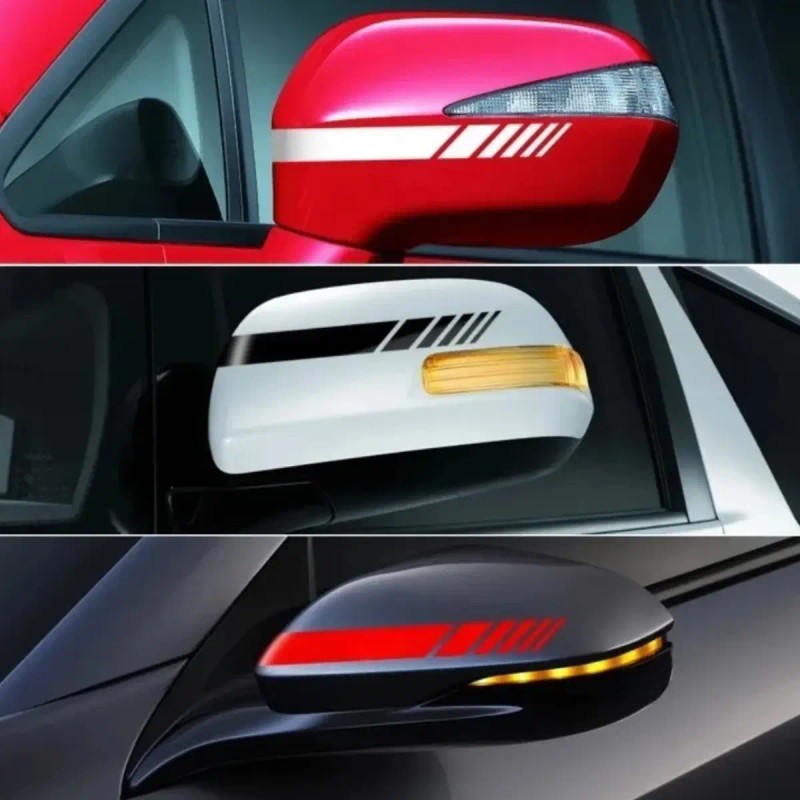 Sticker Franjas Espejo Retrovisor Decorativo Lateral Calcomania Universal Seguridad Auto