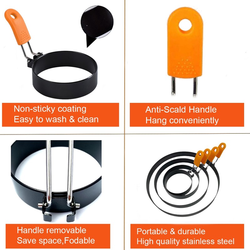 Pancake Ring for Griddle,2 Packs 6 Inch Omelette Ring for
