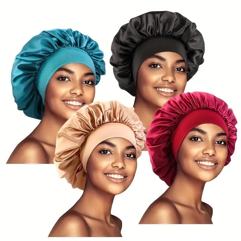 Boolavard 4 Pack Silk Bonnet for Sleeping Women Satin Bonnet