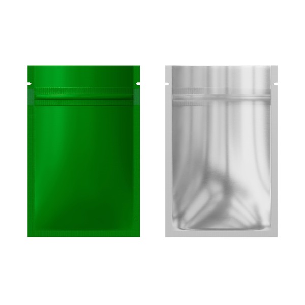 Flat Resealable Mylar Zipper Seal Lock Matte Green with Translucent