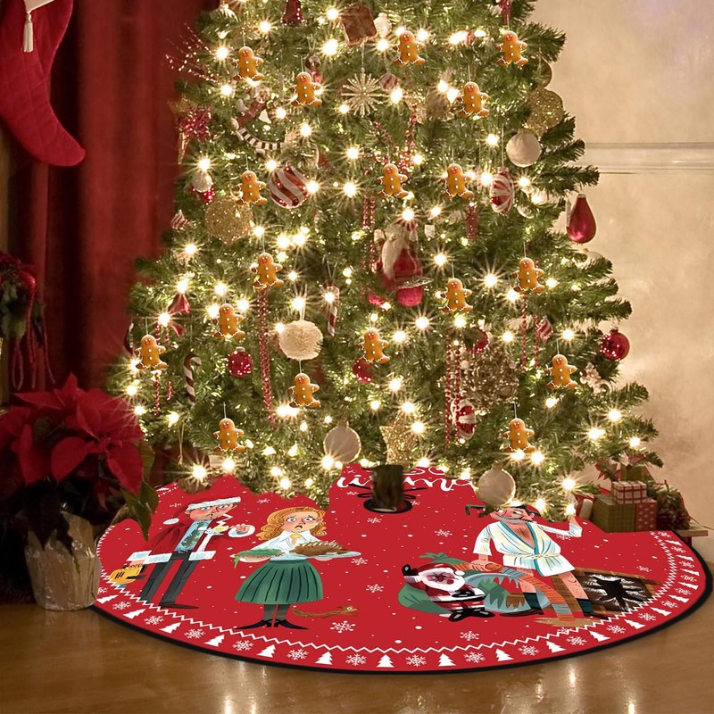 Funny Christmas Tree Skirt 48'' Happy Xmas Tree Collar Winter