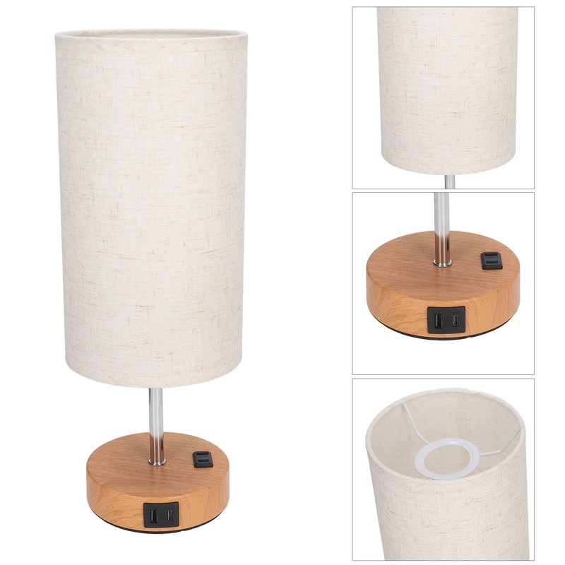 Touch Control Table Lamp Metal and Cloth USB Charging Three
