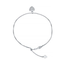 LeCalla Anklets for Women | 925 Sterling Silver CZ Heart Charm Anklet | Adjustable Summer Beach Foot Jewelry Gifts 10 Inches