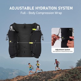 N NEVO RHINO Running Hydration Vest with 1.5L Water Bladder & Dual 500ml Soft Flask for Men Women,Adjustable Lightweight 5L Water Backpack for Hiking Trail Running Marathon Cycling