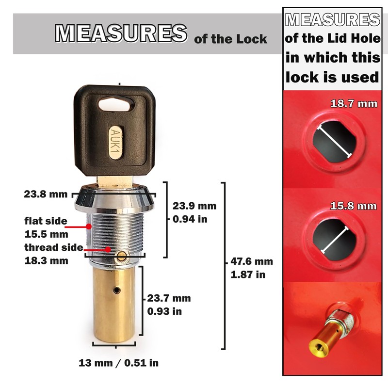 Gumball Machine Lock and Key - Top Lid Lock &