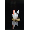 White Hen Brütend – Glass Miniature Figurine Figure Glucke "Brüt