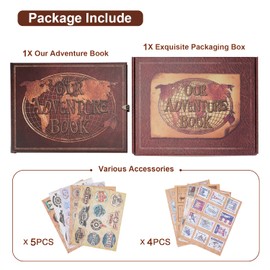 XiongXiong Our Adventure Book 180 Pages Scrapbook Photo Album,Retro Embossed Letter Leather Hardcover Travel Diary Journal Scrap Book For Couples,Memory Book For Anniversary Wedding,Mother's Day gift
