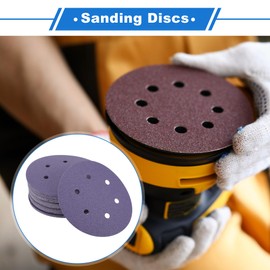 VekAuto 50 Stk. Schleifscheiben, 6" 6 Loch 80 Körnung Klett-Schleifpapier Universal für Metall, Holz, Automobilreparatur Haltbarkeit Keramik-Polyester-Film Lila