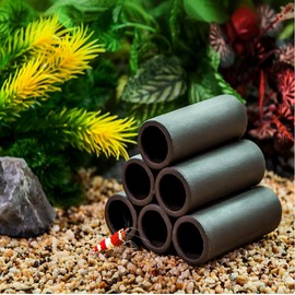 BCSIUHD Fish Tank Decorations - Fish and Shrimp Breeding Hidden Cave - Brown Ceramic Pipe Habitat Reduces Stress on Aquatic Pets Encourages Spawning - Improves Aquarium Water Quality - 2pc