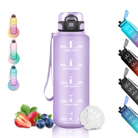 Drinking Bottle 1 5 Litres, Sports Water Bottle, Leak-Proof, Can Be Carried, Water Bottle with Time, Motivational Water Bottle, Drinking Bottles for Running, Camping, Hiking, Yoga