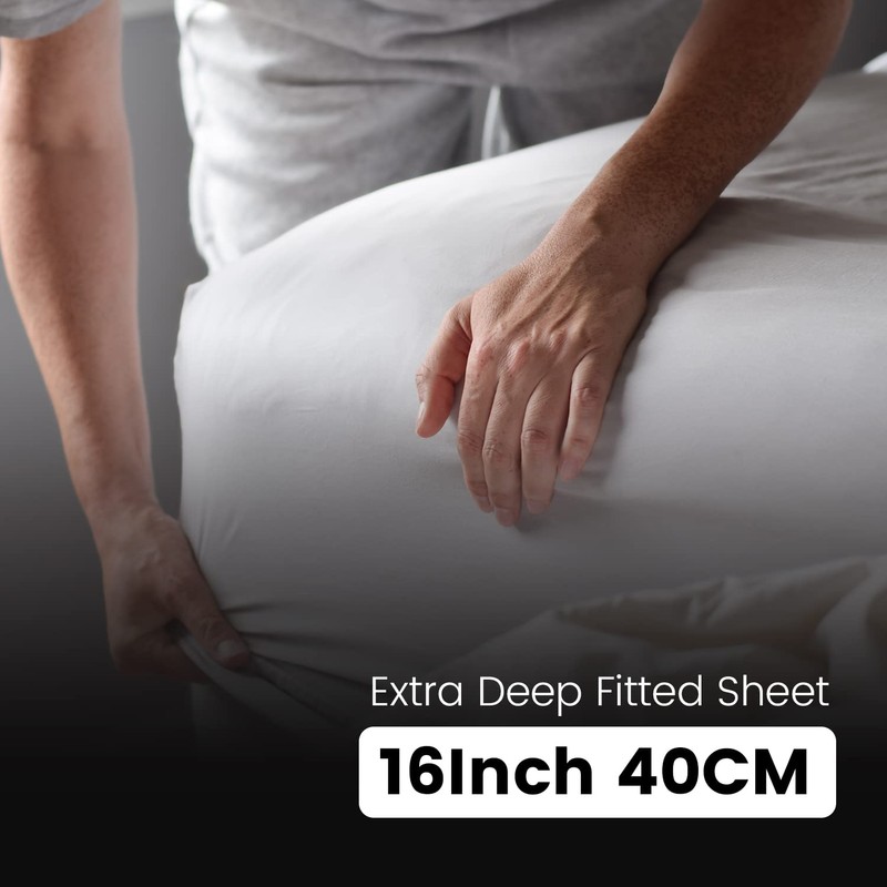 Divine Textiles Extra Deep Fitted Sheets 16"/40CM Polycotton Deep Bedsheets,