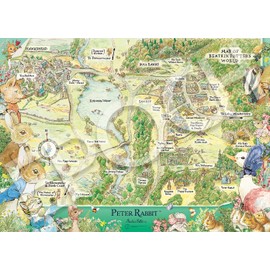 Epoch Inc. 500 Piece Jigsaw Puzzle PETER RABBIT Map of Beatrix Potter™ World (15.0 x 20.9 inches (38 x 53 cm) 06-515 with Glue and Spatula Included Tickets EPOCH