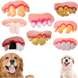 DPWOUM A Set of 8pcs Spoof Teeth Fake for Dogs,Funny Silicone Teeth Braces,Creative Fake Chew Toys, Easy to Apply Dog Toy,Interactive Toys,Dog Christmas Costume Suitable Accessories