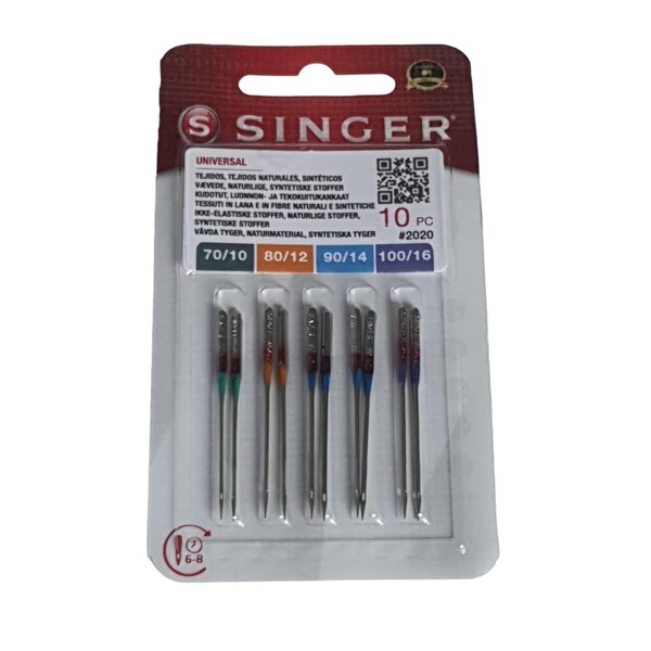 Singer N2020B10AS823R Universalnadel 2020 Mix 10er Nadel, Metall, Silber, 7