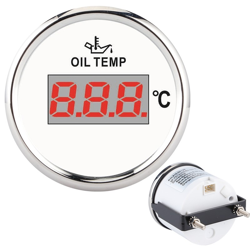 Universal Digital Oil Temperature Gauge 52mm 50‑150℃ W/Red Backlight 12V/24V
