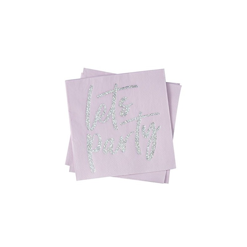Ginger Ray Pink Iridescent Foiled Lets Party Birthday Party Napkins