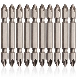 S2 Steel Screwdriver Bits, PH2 Phillips and Slotted Flat Head, Double-Ended 65mm,110mm – High-Strength, Wear-Resistant, Magnetic Tips for Precision Fastening and Versatile Use (65mm (Pack 10))