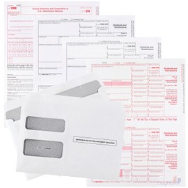 1099 DIV Income Tax Forms 2024 Set and 1096 - Kit for 10 Vendors 4-Part, Complete Laser Forms with Self-Seal Envelopes in Value Pack | 1099-DIV Income 2024