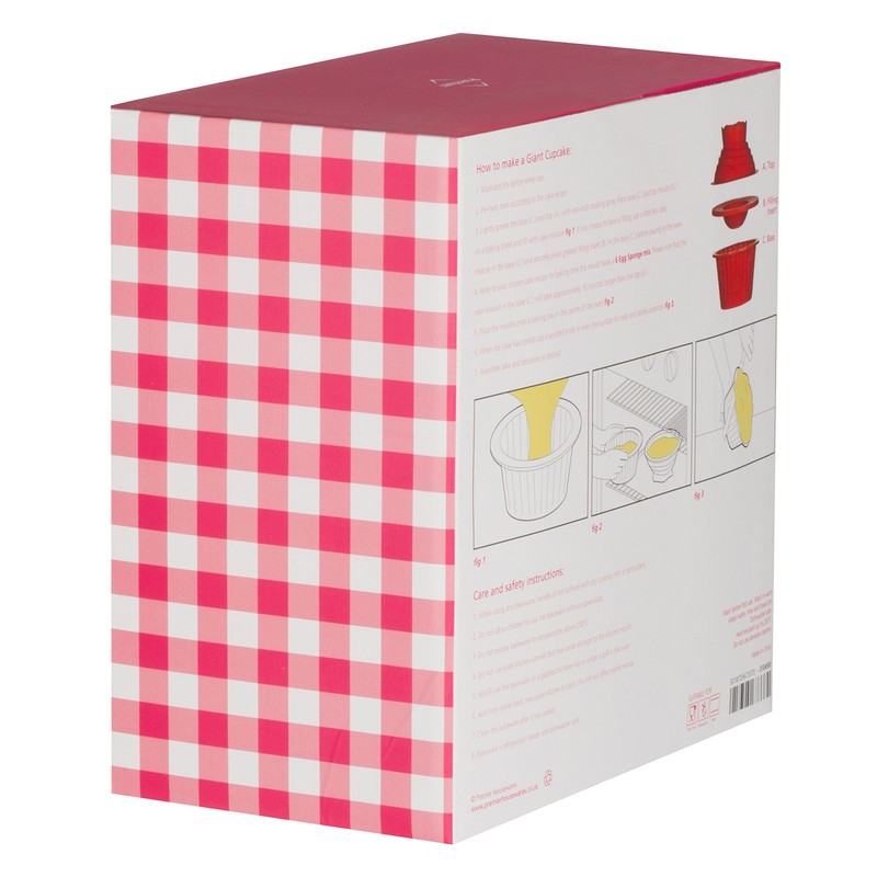Premier Housewares Giant Cupcake Mould, 3-Pieces - Red, H18 x