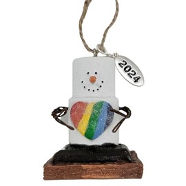 Smores Gay Pride Christmas Ornaments Gay Christmas Ornaments for Men or Women Pride Rainbow Heart with Year Hang Tag Comes in a Gift Box