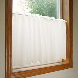 Noren Kobo 95238 Cafe Curtain, Natural, Simple, Lace, Plain, Small Window, Bay Window, Blindfold, Kitchen, Sanitary, Width 59.1 inches (150 cm), Length 17.7 inches (45 cm), Tsumugi Style