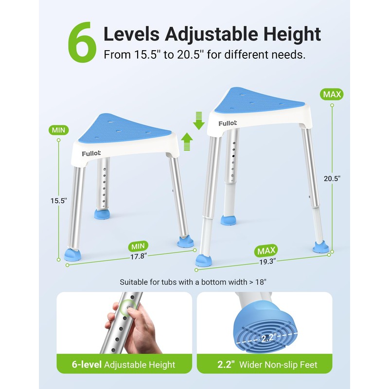 Space-Saving Triangular Shower Chair for Elderly and Disabled, 400 lbs