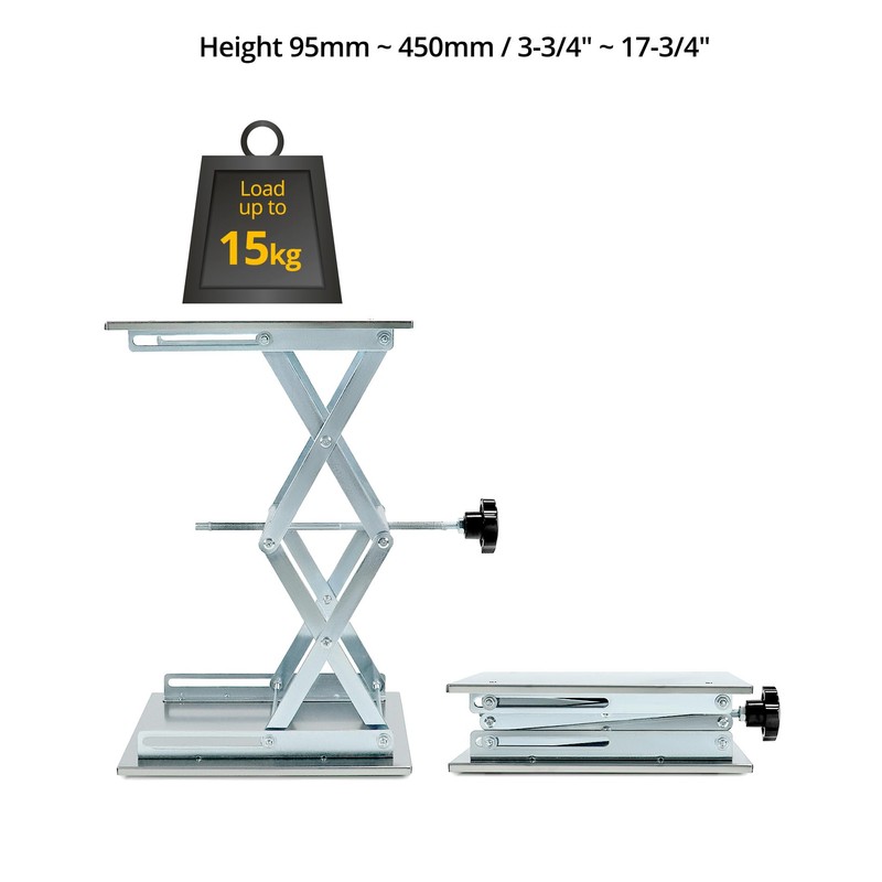 QWORK Lift Tables, 12"x12" Lab Scissors Jack, 304 Stainless Steel