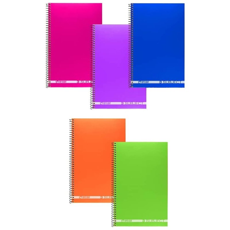 Top Flight Boss Poly Cover 3-Subject Wirebound Notebook, 108 Sheets,