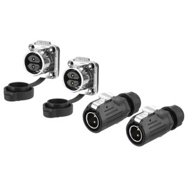 MECCANIXITY 2Pcs LP20 2 Pin Waterproof Connector, IP68 Circular Connectors Male Female Aviation Plug M20 Fast Locking Flange Socket for LED Outdoor Electrical (500V, 20A)