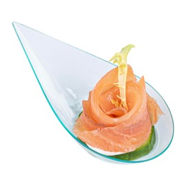 Restaurantware 4 x 2 Inch Teardrop Spoons 100 Appetizer Spoons - Disposable Indented Basin Seagreen Plastic Tasting Spoons For Weddings Or Catering